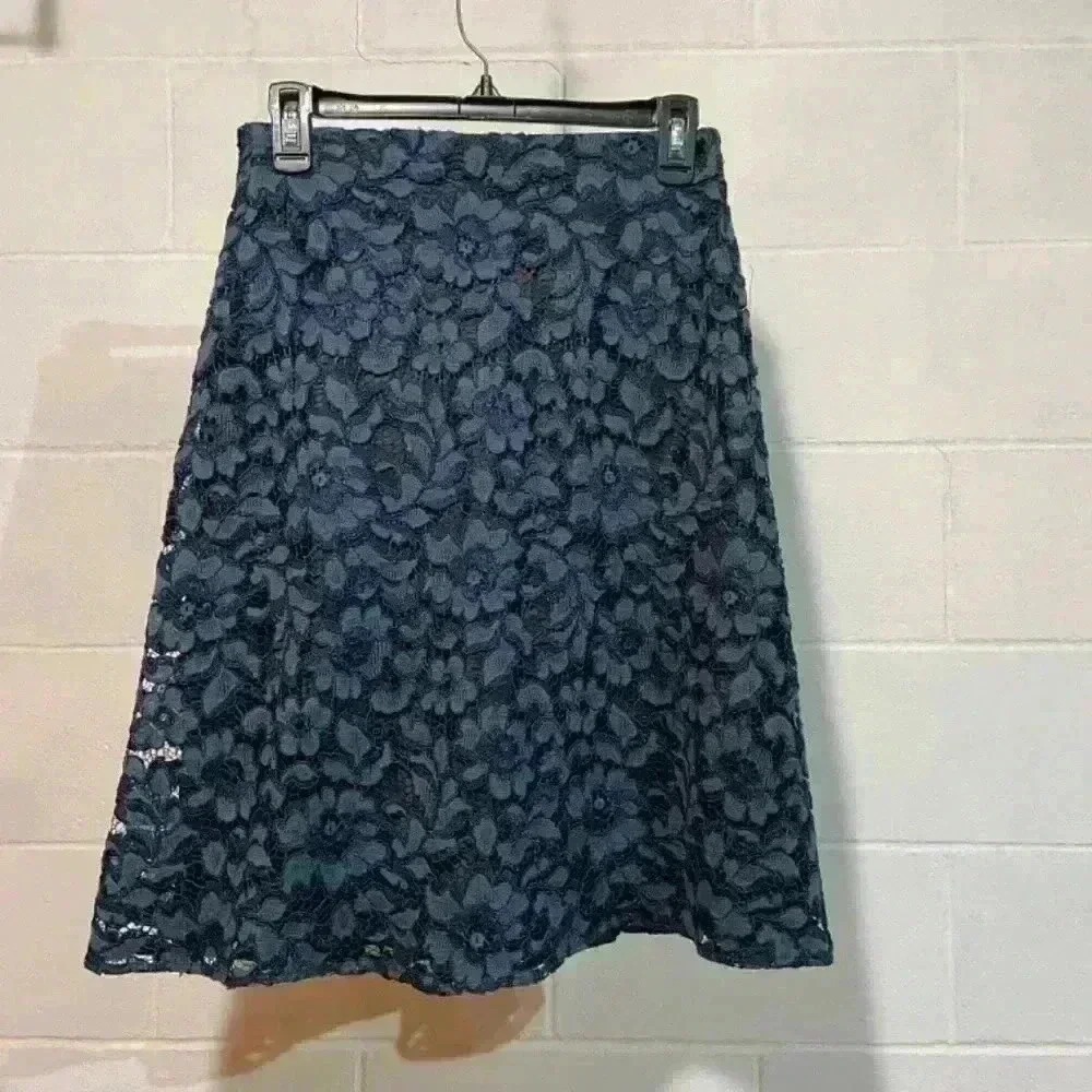 Zara Women Size Small Blue‎ Lace Lined Mini Skirt NWOT